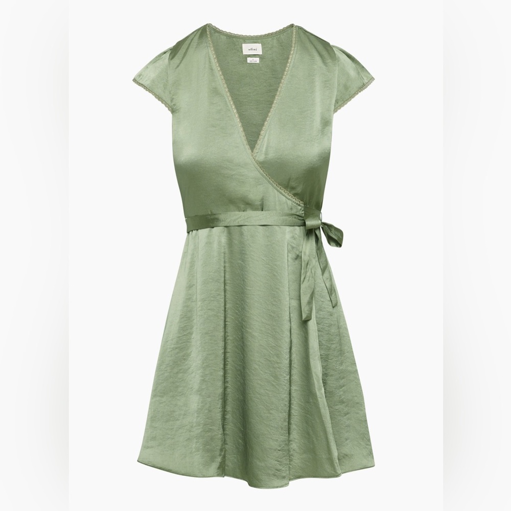 Aritzia Wilfred Satin mademoiselle dress bitter sage